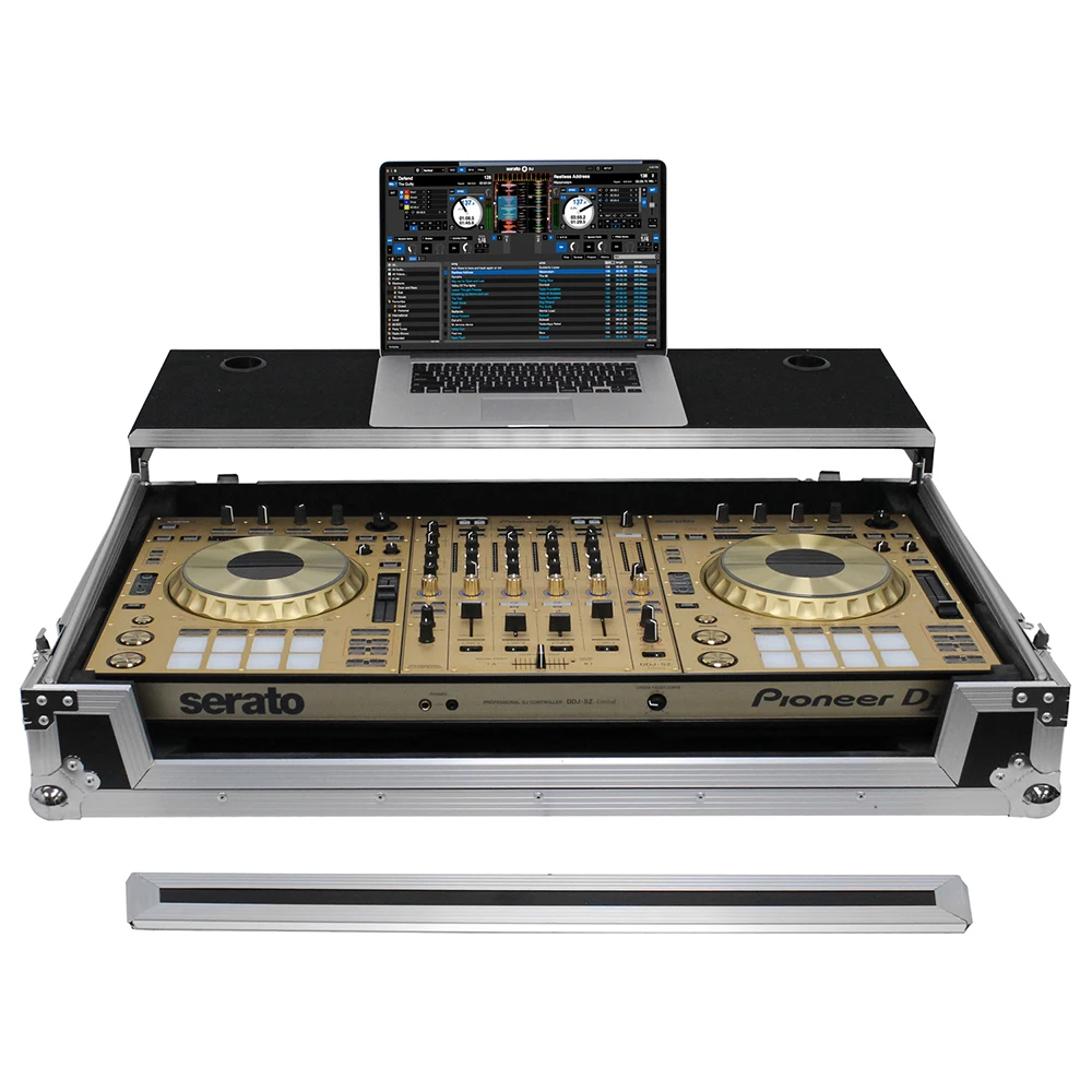 Aluminum frame portable strong pioneer dj controller flight case with laptop platform and wheels