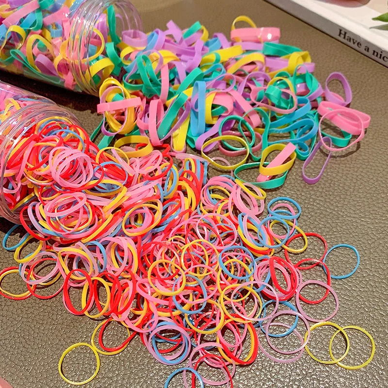 Factory cheap hair ties multi candy color synthetic hair rope for baby kid 1000pcs/450pcs black hair TPU rubber band accessories