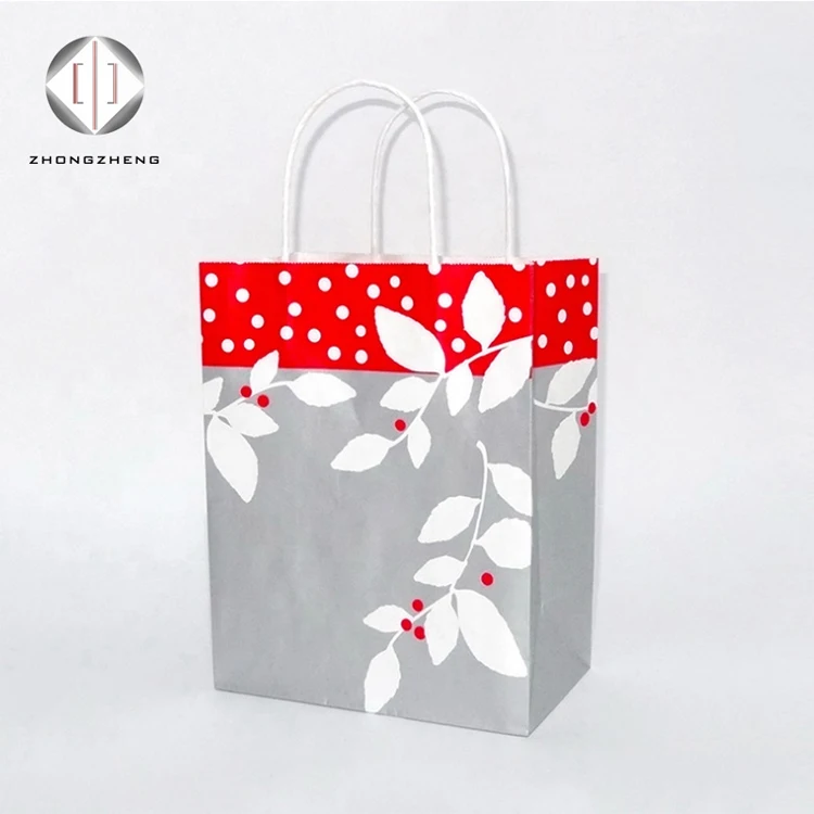 Craft Kraft Paper Bag with Handles Eco Recycle Custom Logo Printed Take Away Grocery Shopping Take Out Fast Food Packaging Brown