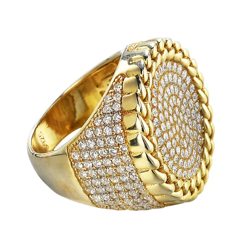 14K Gold HipHop Ring Micro Pave Ring New Style Custom Gold Jewelry Iced Out Diamond Mens Gangster Gold Rings