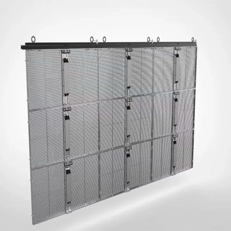 Простая установка рынка рекламы P3.91 * 7 82 Толщина Прозрачный светодиодный экран для стекла