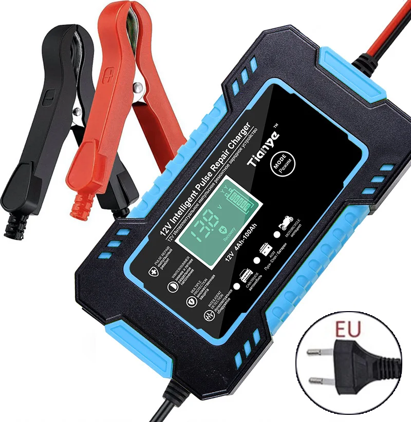 12V 6A для автомобилей и мотоциклов зарядное устройство дисплей цифровой интеллигентая (ый) полностью автоматический свинцово-кислотный аккумулятор UK US