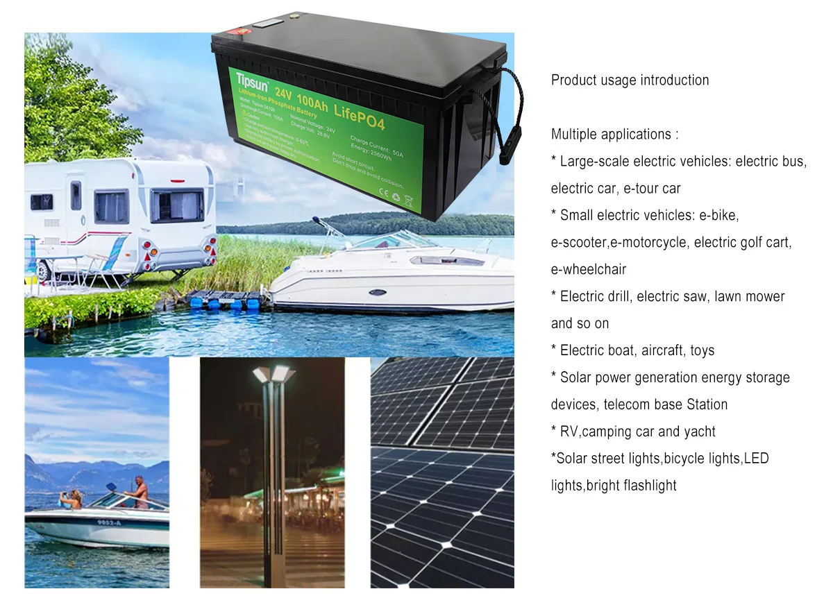 Tipsun battery with high quality Lifepo4 24v 100ah rechargeable 24v 100ah lithium-ion phosphate  battery