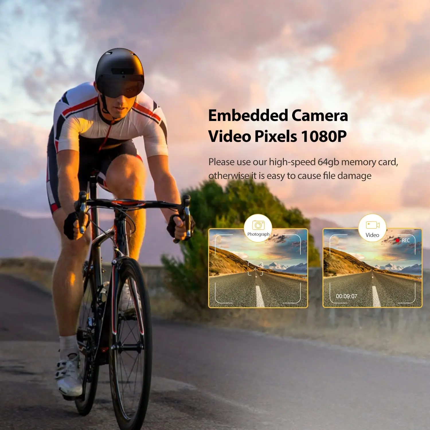 Cycling Helmet with Built-in Speaker and Microphone Camera	Smart Helmet for Motorcycle