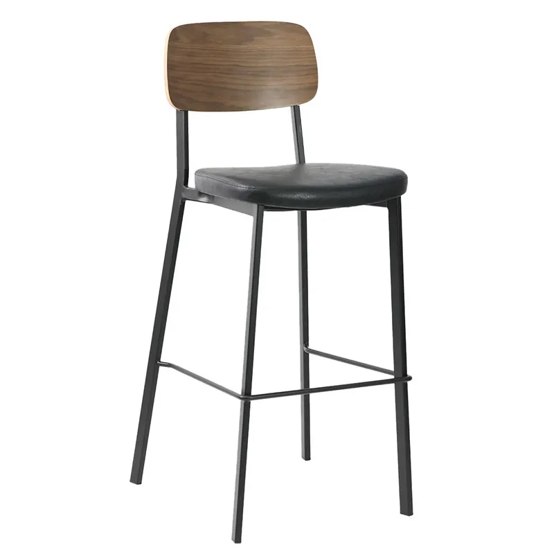 Black Vinyl  Metal Frame Stackable Bar Stool With Padded Seat