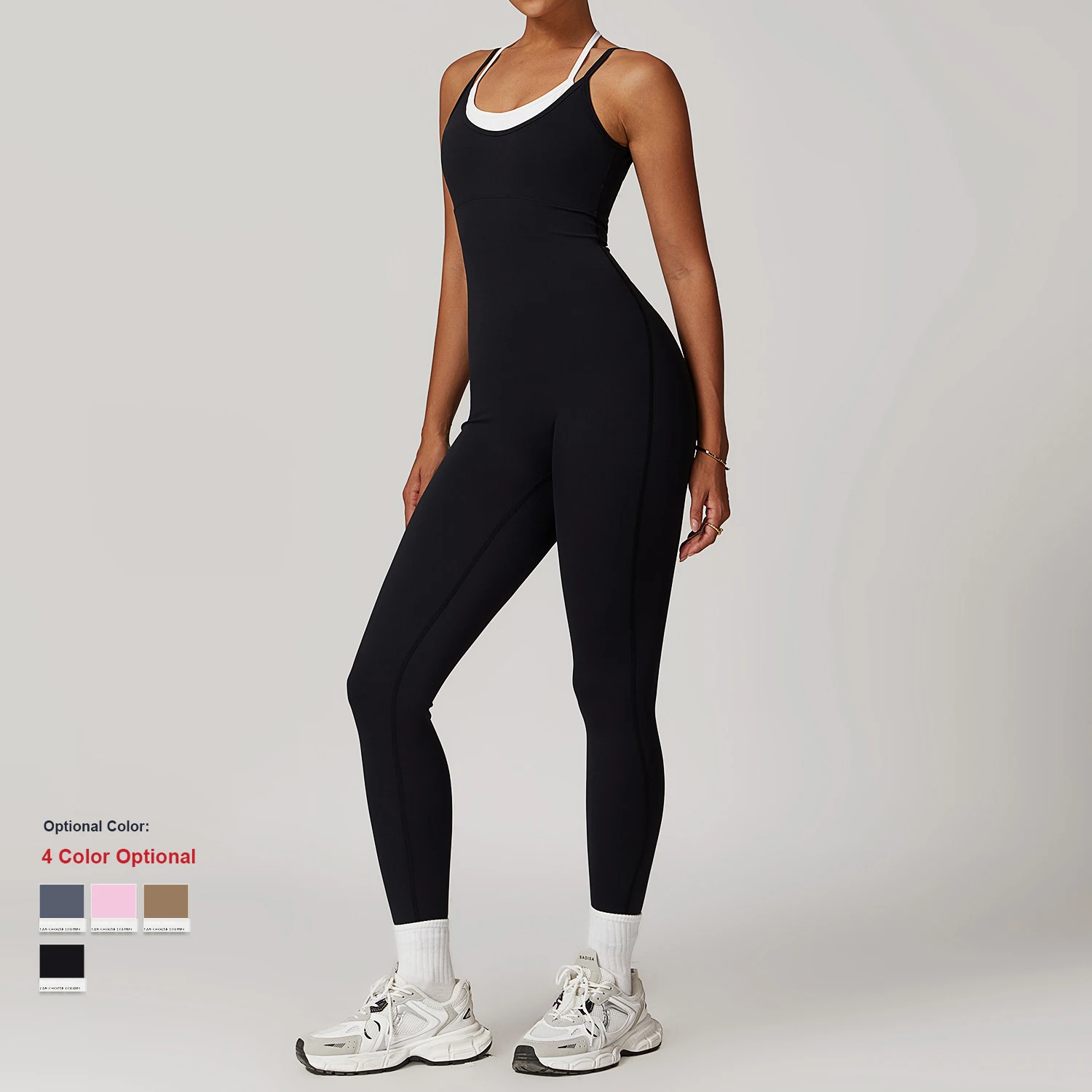 Wholesale Custom Logo Sportswear Sling Sports Bodysuit One Piece Yoga Suit Backless Outdoor Gym Fitness Jumpsuit For Women