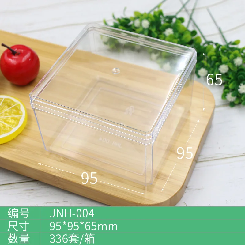Custom ps hard transparent plastic wedding party candy cookie cake square dessert packaging clear container with lid