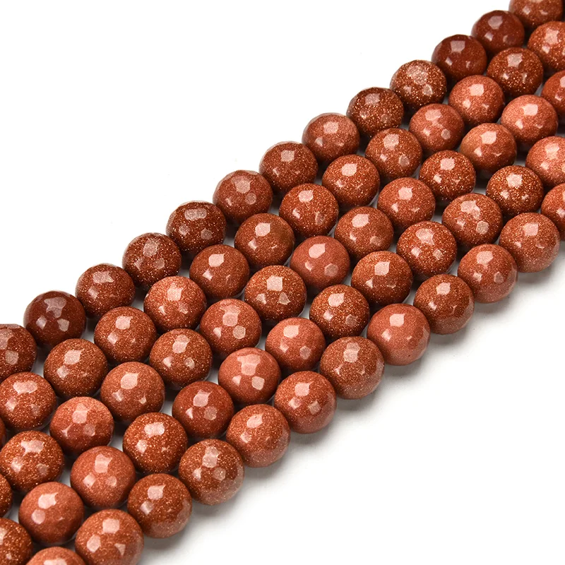 High Grade Quality Wholesale 4 6 8 10 12 14mm Goldstone Beads Stone Beads For Jewelry Making Gold Sand Glass Stone