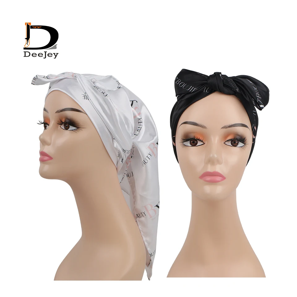 Custom Logo Vintage Fashion Satin Silk Scarf Hijab Square Scarf for Woman Hair Accessories