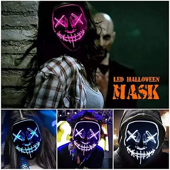 New Design Mask Halloween Toy Led Masquerade Electrion Party Favor Funny Halloween Joker Clown Mask Led Light Up Halloween Masks