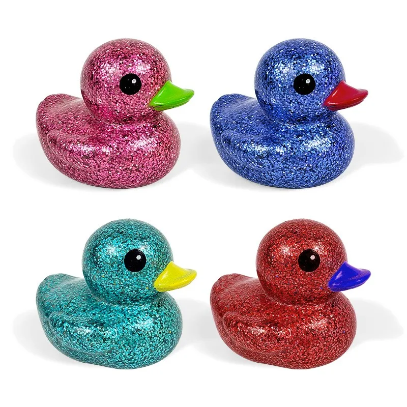 New Arrival PVC Rubber Duck Shower Toy Cute Glitter Floating Bath Toy for Kids and Babies Animal Style Boat