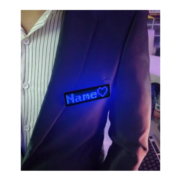 Wearable LED Name Plate Board Activity Information Employee Name Display Electronic LED Flash Badge
