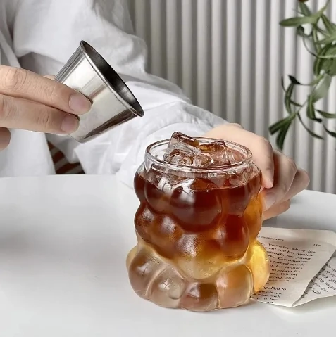 Creative retro transparent grape shaped glassware, borosilicate mug glass with handle