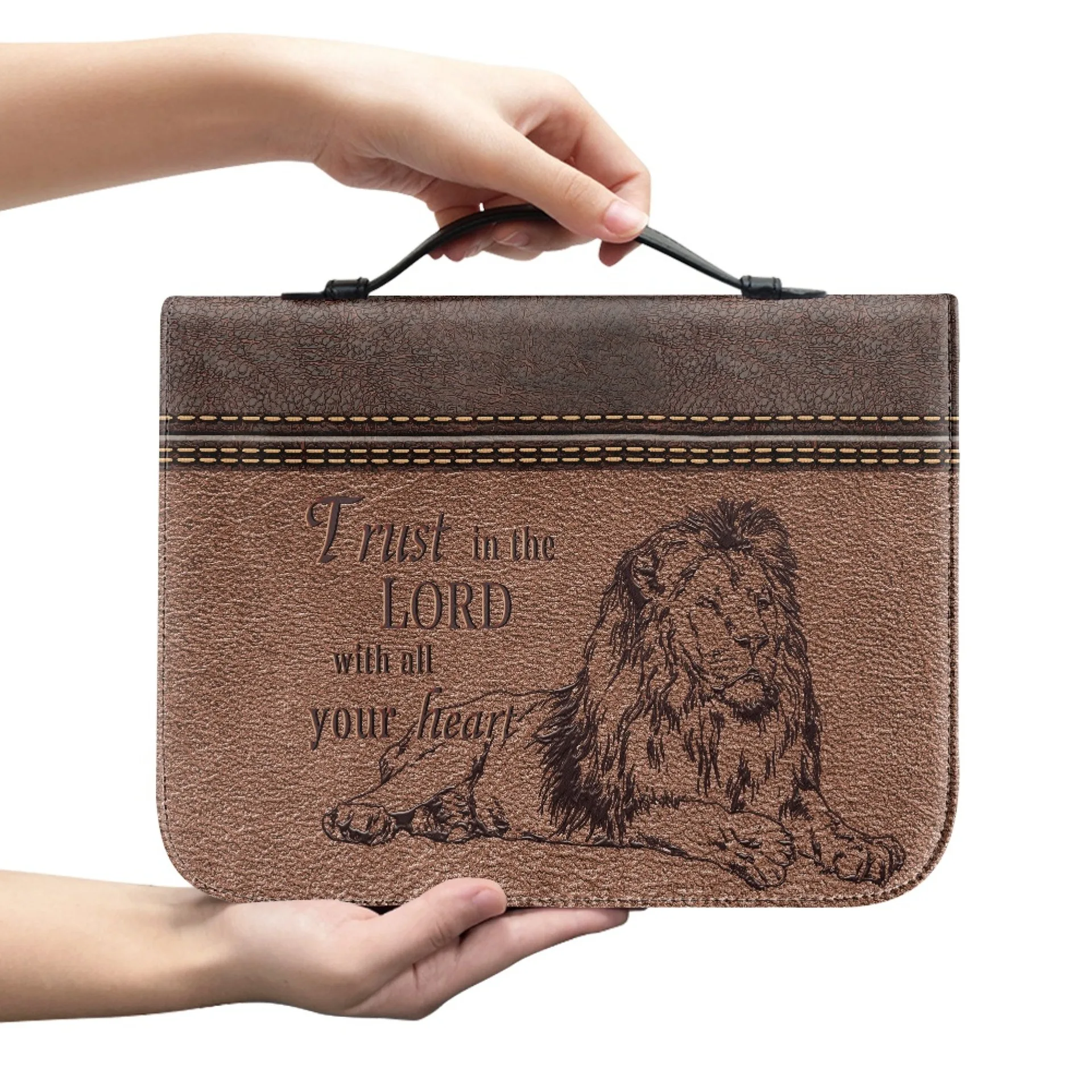 Factory Custom Christian Pu Leather Bible Cover Case With Zipper Waterproof Protective Church Bag