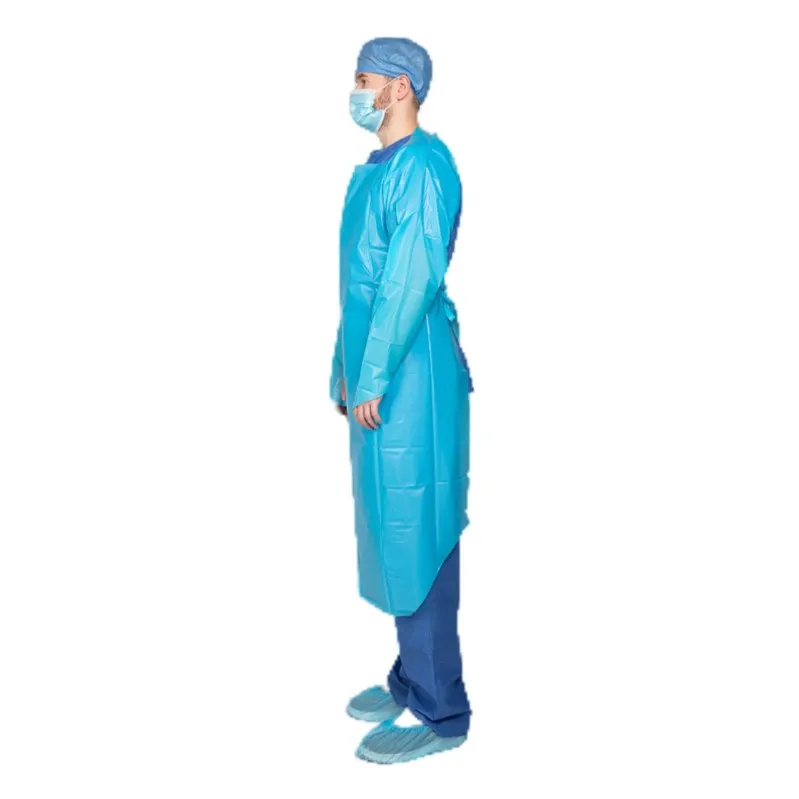 Factory Waterproof Disposable Thumb Loop CPE Gowns with Open-back and Thumb-hook