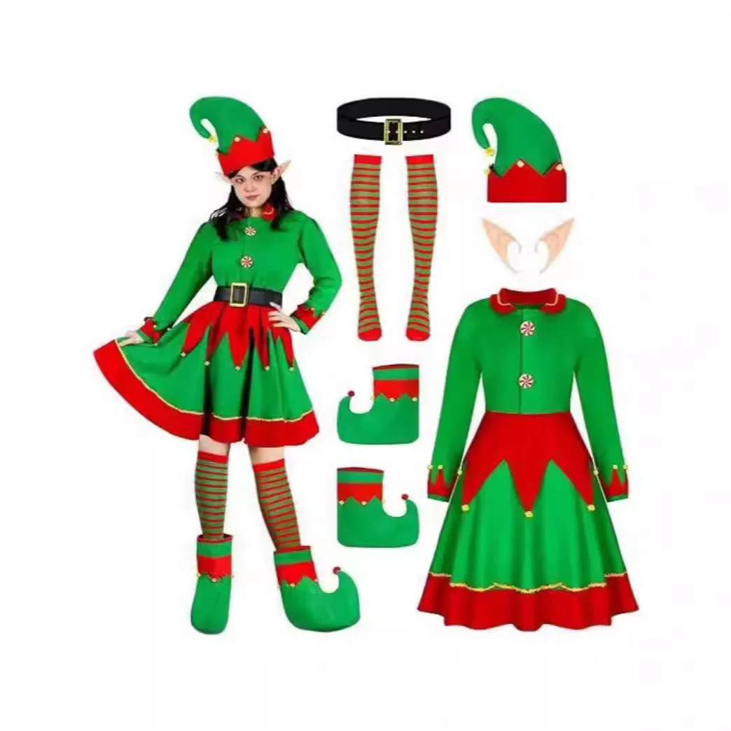 LP Girl Christmas Elf dress costume set Elf cosplay costume Velvet dress Christmas dress