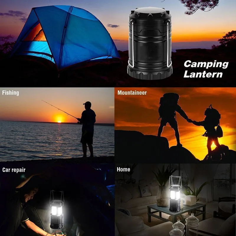 Multifunction LED Camping Lantern Outdoor Emergency Lamp Tent Light Telescopic Flame Lamp