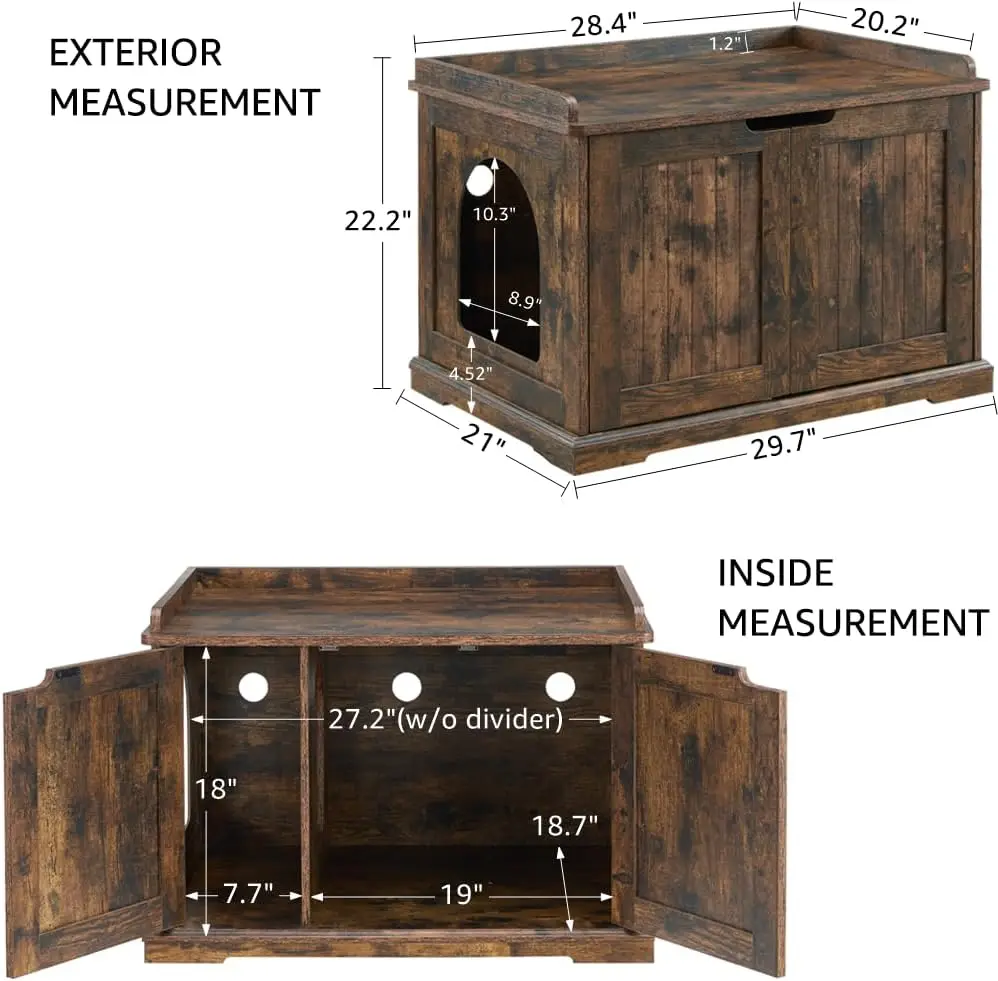 Country Style Large Cat Cabinets Dog-Proof Hidden Litter Boxes with Lids Pet Houses & Furniture in the Form of Cat Toilets