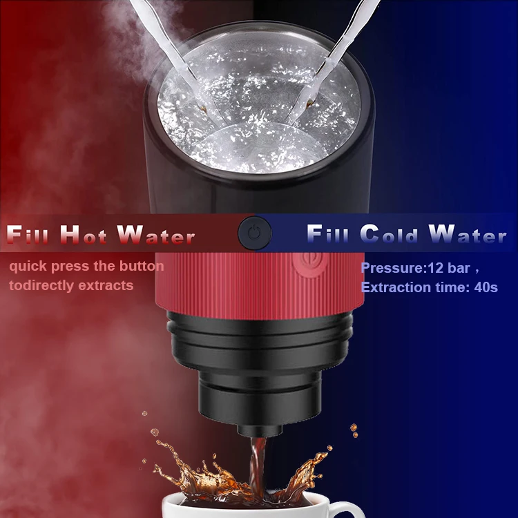 Outdoor hiking 80ml small semi automatic 12V usb car 2 in 1 portable coffee maker machine for capsules