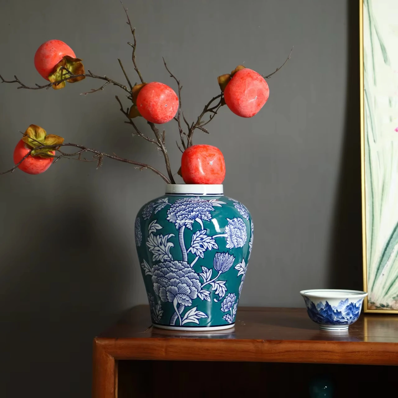 Mid Century Chinese Fleurs Porcelain Tabletop Vase Handmade Yellow Modern Design Home Decor Antique Traditional Style Weddings