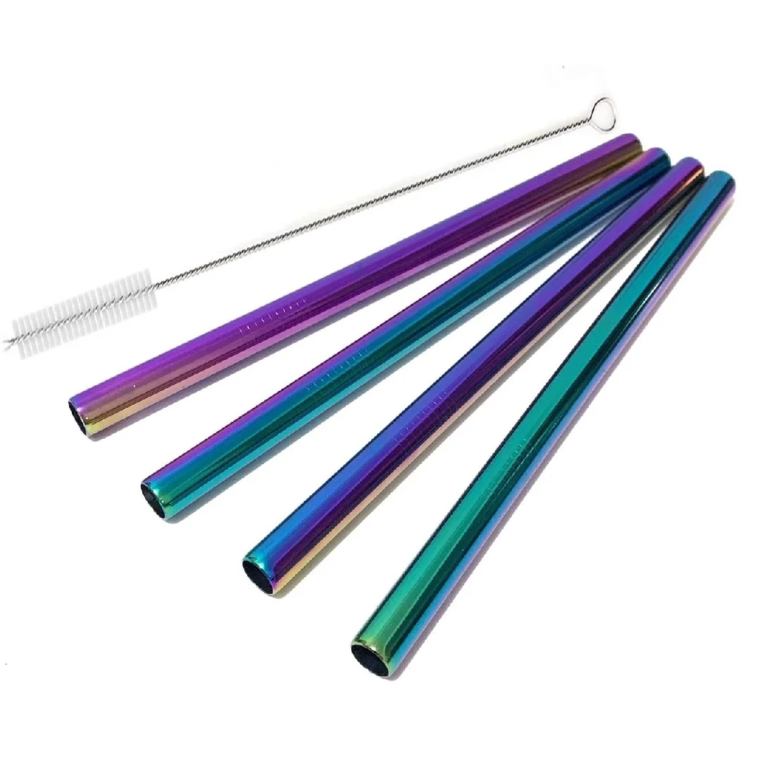 LOW MOQ Stainless Steel Smoothie Straws Wide Reusable Rainbow Metal Straws Fat Boba Straw for Bubble Tea