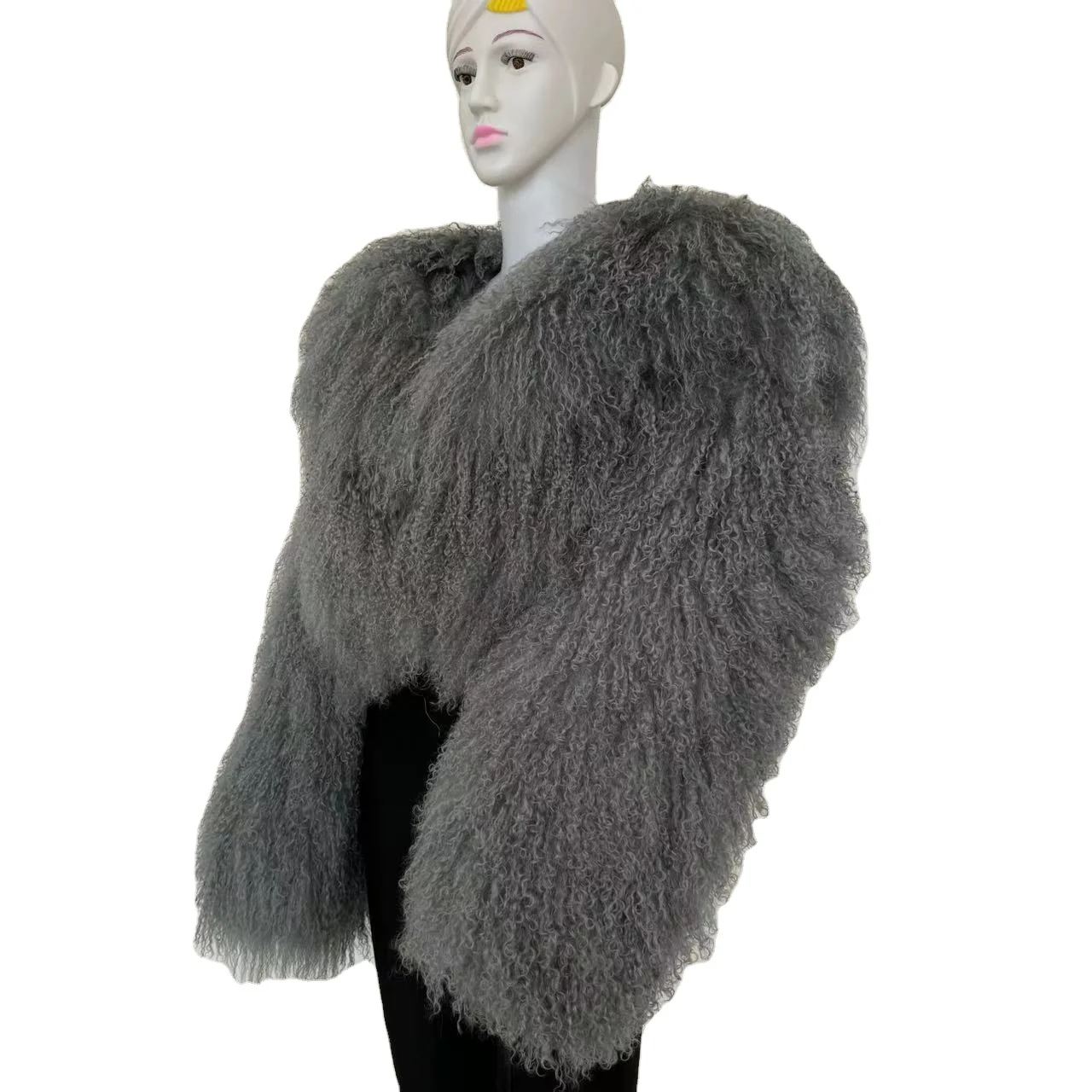 Mongolian Fur Coat Women Big Turn-Down Collar Short Real Fur Coat Winter Ladies Fashion Warm Fluffy Jacket Female Fall