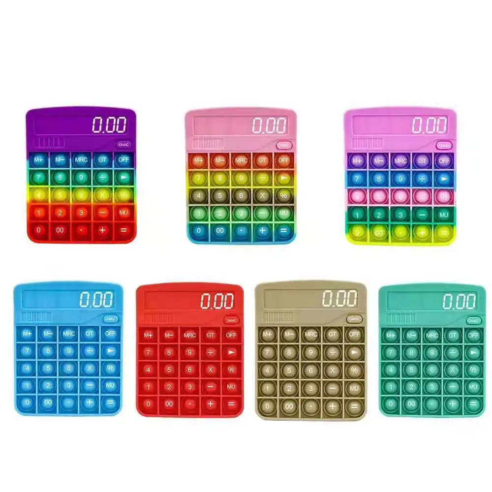 New Upgrade Hand Toys Autism Special Needs calculating machine Stress Reliever Silicone Rainbow Push Bubble Toy With Letter