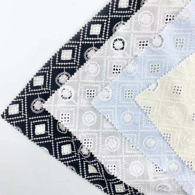 New materials fabrics embroidery organic 55%poly 45%viscose baby dresses fabric for clothing