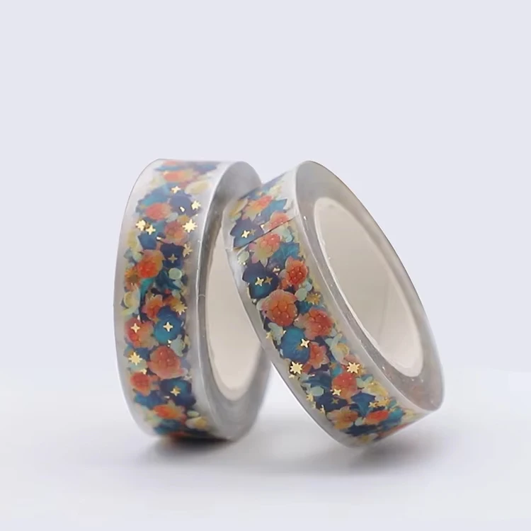 DIY Craft Decorative Masking Washi Tape Custom Printed Gold Foil Pet Washi Tape Manufacturer