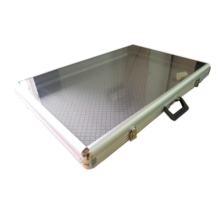 durable large  transparent glass cover aluminum trim sample tool  display case