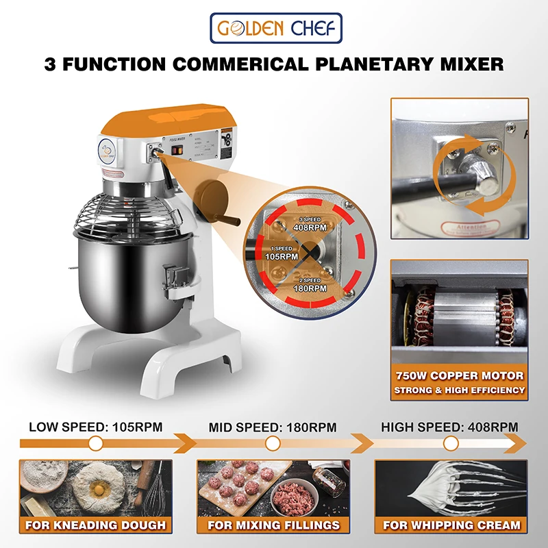 10l 15l 20l 30l 40l 50l 60l 80l 100l Cake Dough Mixer With Stainless Steel Planetary Food Mixer