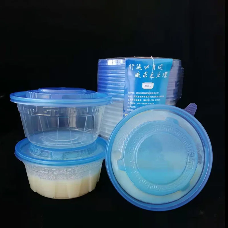 10oz clear and transparent plastic bowls with lids round disposable bowls
