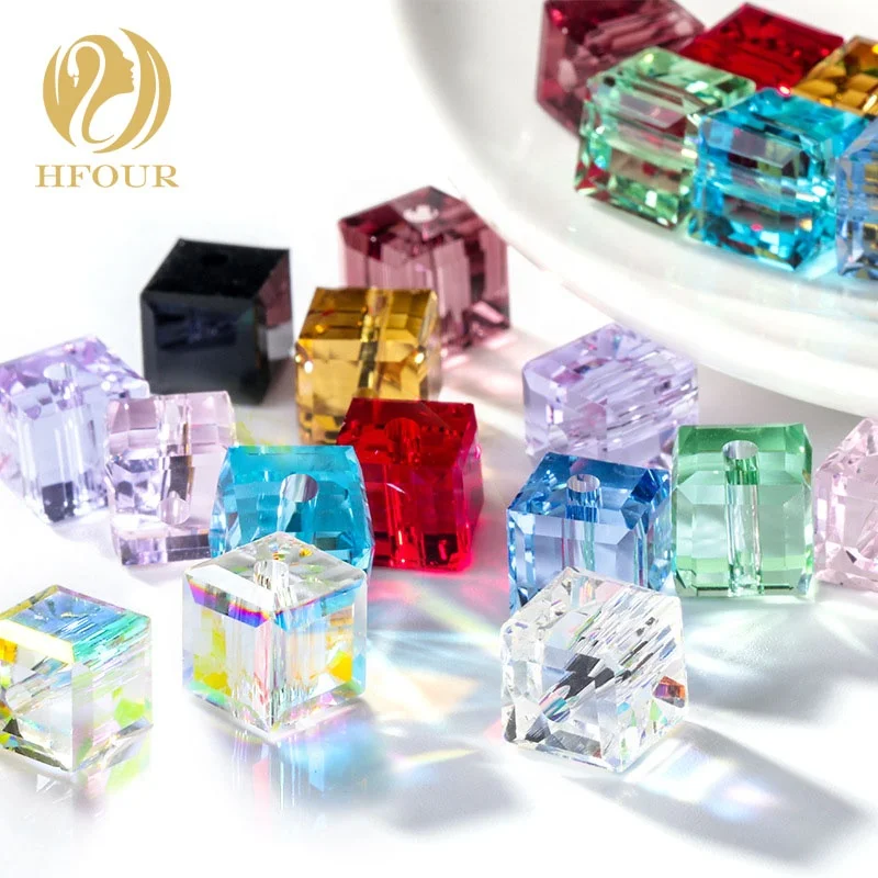 K9 Glass High Quality Cube Crystal Glass Beads For Earring