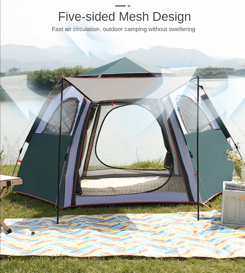 2022 New DesignPortable Lightweight Large Tente-Camping Picnic 3-4 People Tent Waterproof Automatic Family Tents Camping Outdoor