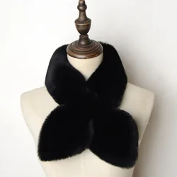 Manufacturers wholesale new plush scarf winter women warm fashion tie small scarf solid color students cute little fresh.