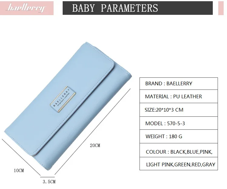 Baellerry Fashion Tri-fold Long Style Large Capacity Multifunctional Wallet For Women,Ladies Card Case Phone Bag