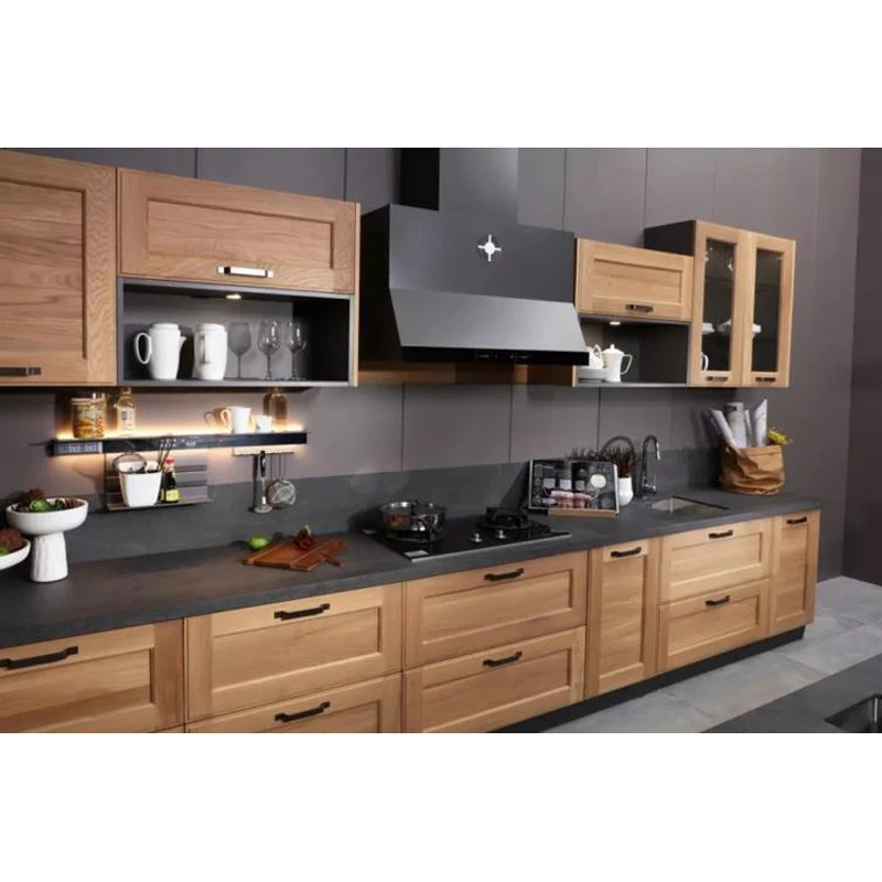 Custom Size Free Design Cheap Price Modern Complete Plywood Material Lacquer Kitchen Cabinet
