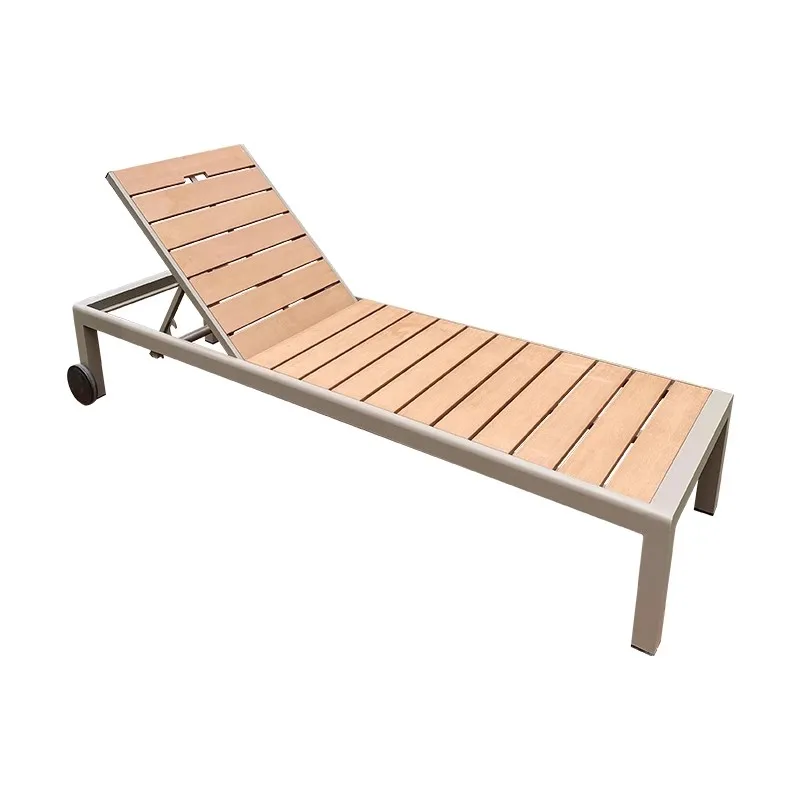 Swimming pool chaise lounge plastic wood outdoor furniture sun lounge  chair aluminum garden lounge chair