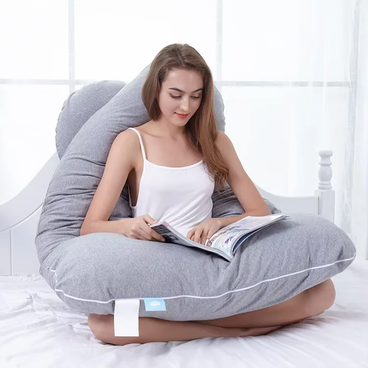 Hot Sale C Shaped Back Support Comfortable Soft Pillow Full Size Adult Head And Body Support Pregnancy Pillow For Sleeping