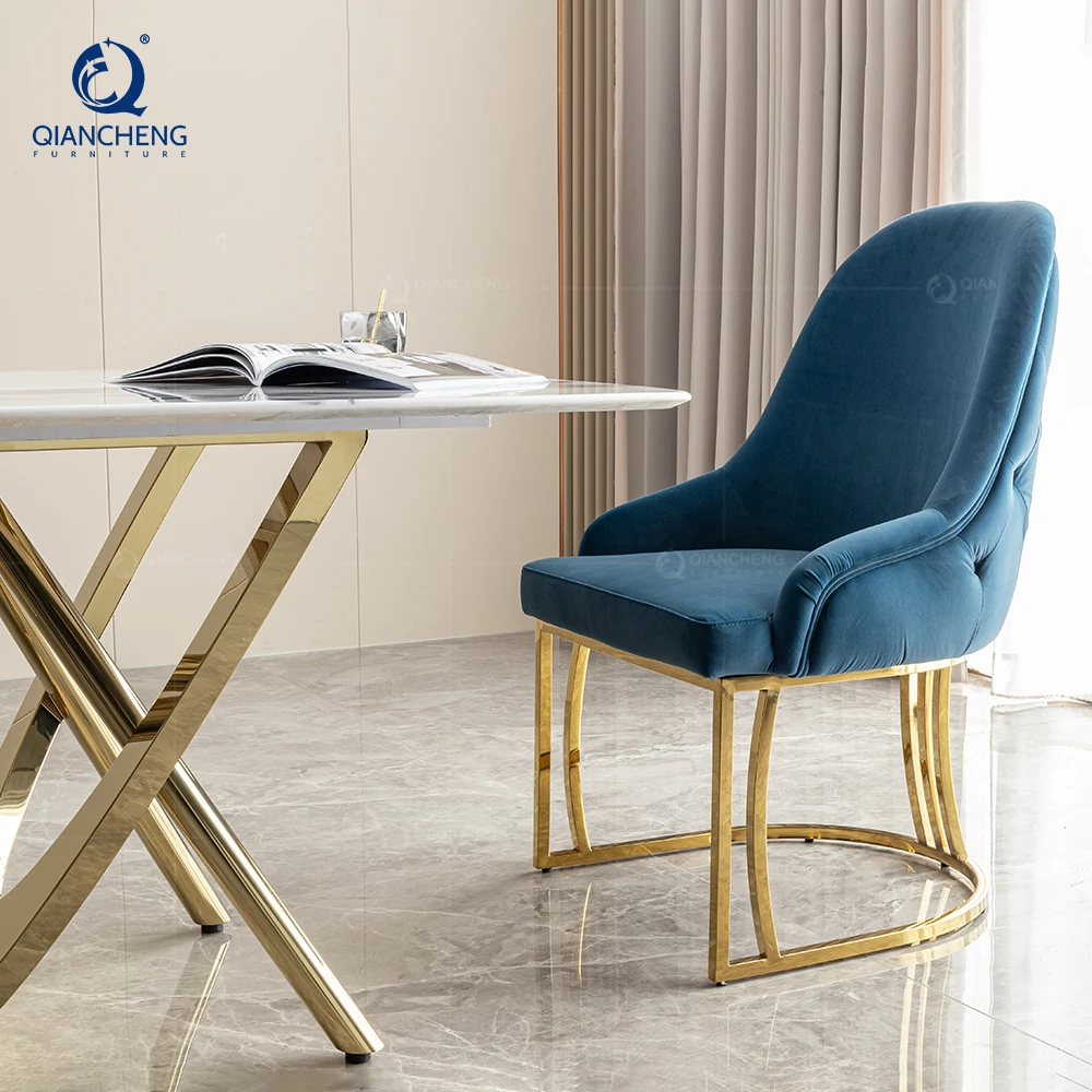 wholesale design nordic high back modern dining chair for dinning room chair modern metal frame velvet dining chair hotel villa