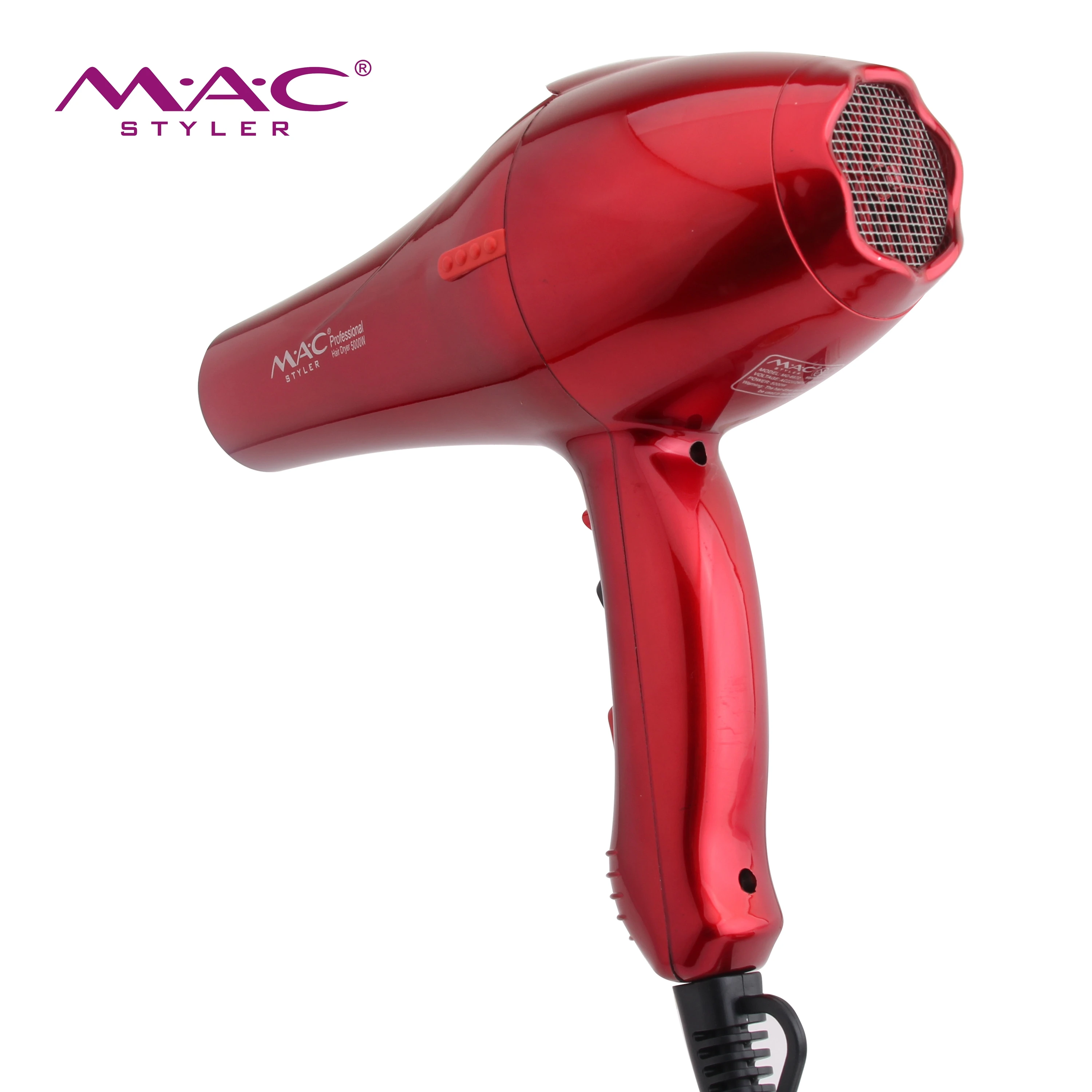 MAC Styler Wholesale 5000W Motor Hair Dryer Red Negative Ion Blow Dryers Ac Motor Hot And Cold Air Blow Dryer