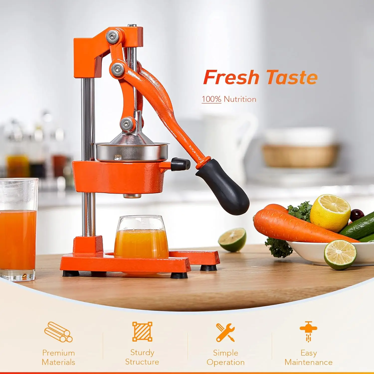 OGMIE Electric Fruit & Vetable Juicer Best Handheld Cast Iron Cold Press with 2L Capacity Easy to Clean