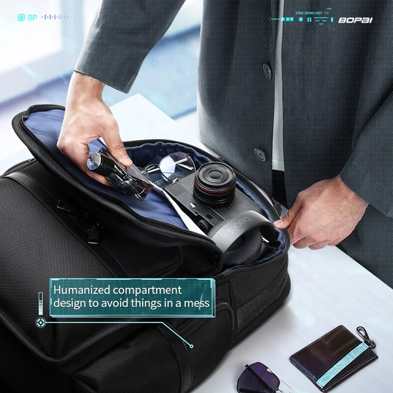 Bopai 2 in 1 detachable usb charging business bag smart anti theft large capacity back pack 15.6 inch laptop men travel backpack