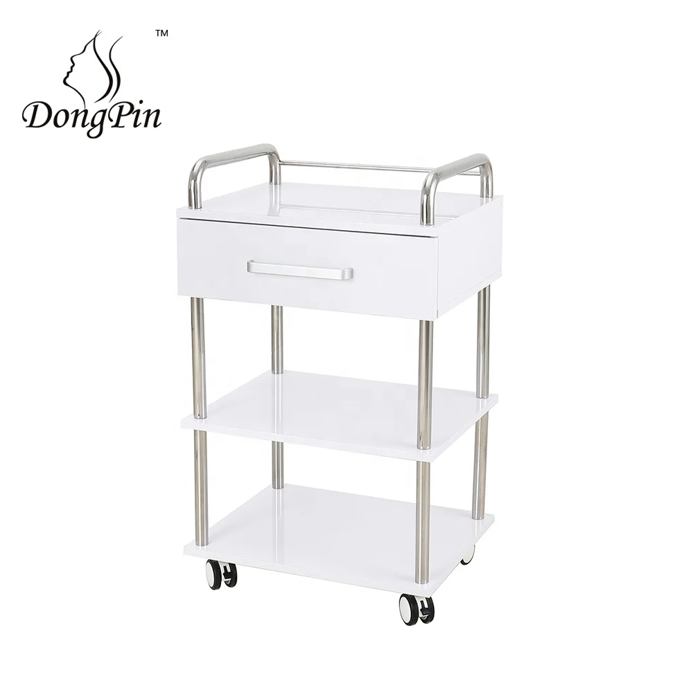 Тележка для инструментов из нержавеющей стали для салона красоты, тележка для спа и педикюра, салонная мебель белого цвета с шкафом