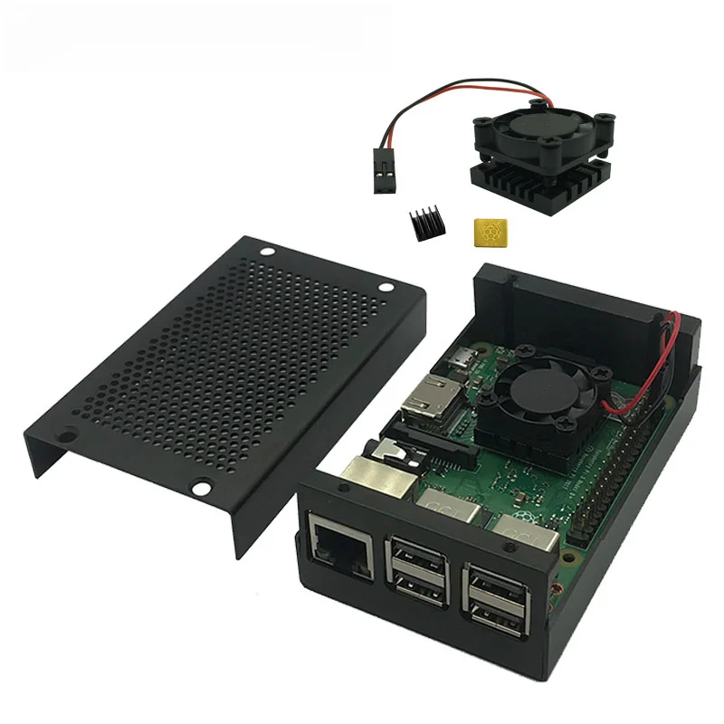 Raspberry Pi 4B Aluminum Mesh Box Raspberry Pi 4th Generation Metal Case With Cooling Fan
