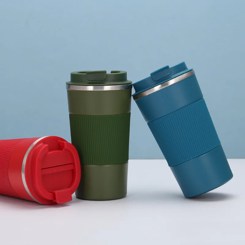 380ml 510ml Custom Portable Stainless Steel Coffee Mug Insulated Coffee Mug Car Cup With Silicone Cover