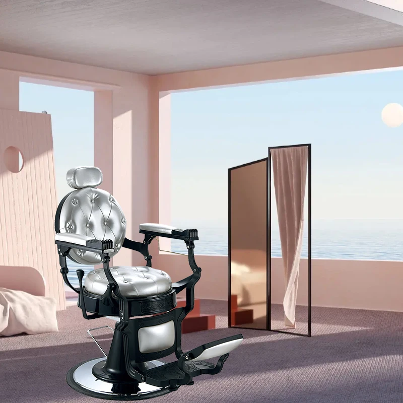 Factory Supply Wholesale ABS Dragon Claw Handrail Beauty Hairdressing Barber Hair Salon Furniture silvery Barber Chair