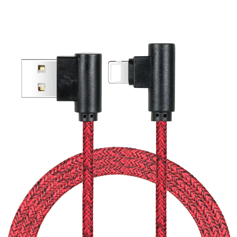 Оптовая продажа с фабрики Быстрая зарядка 90 градусов USB AM 2,0 на Type-C ПВХ плетеный нейлоновый кабель Синхронизация и зарядный кабель