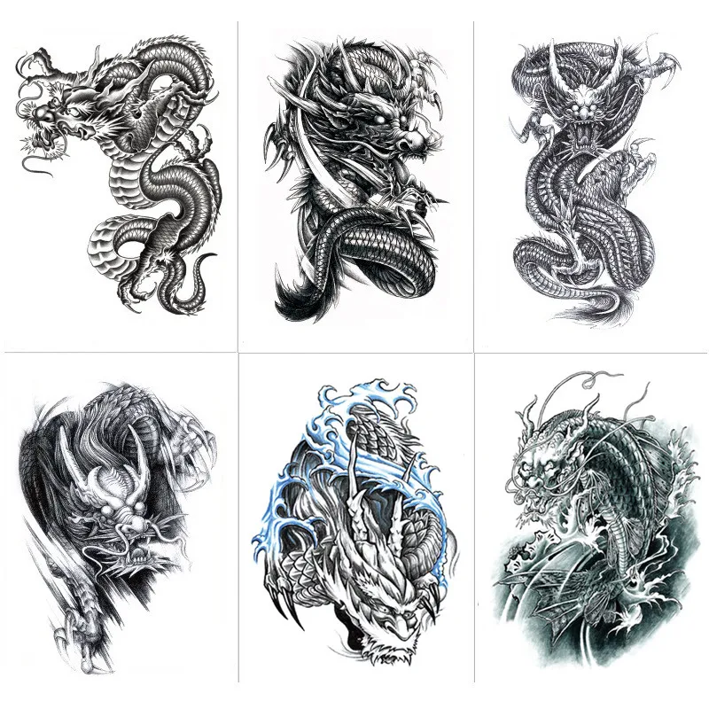 Customization Temporary Body Art Tattoo Sticker Water Transfer Dragon Stickers waterproof lasting 3D simulation