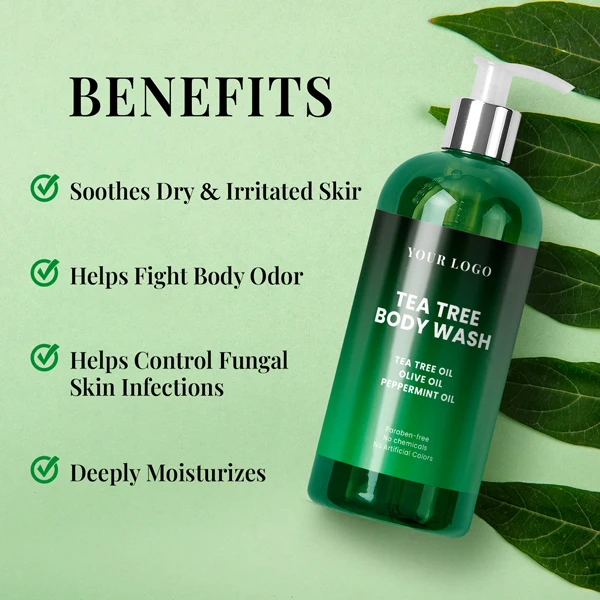 Moisturizing Luxury Skin Natural Vegan Foam Shower Gel Wash Whitening Organic Tea Tree Private Label Body Wash